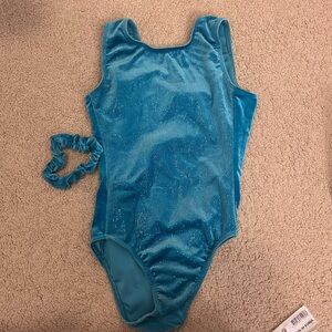 girls leotard sparkly velvety blue